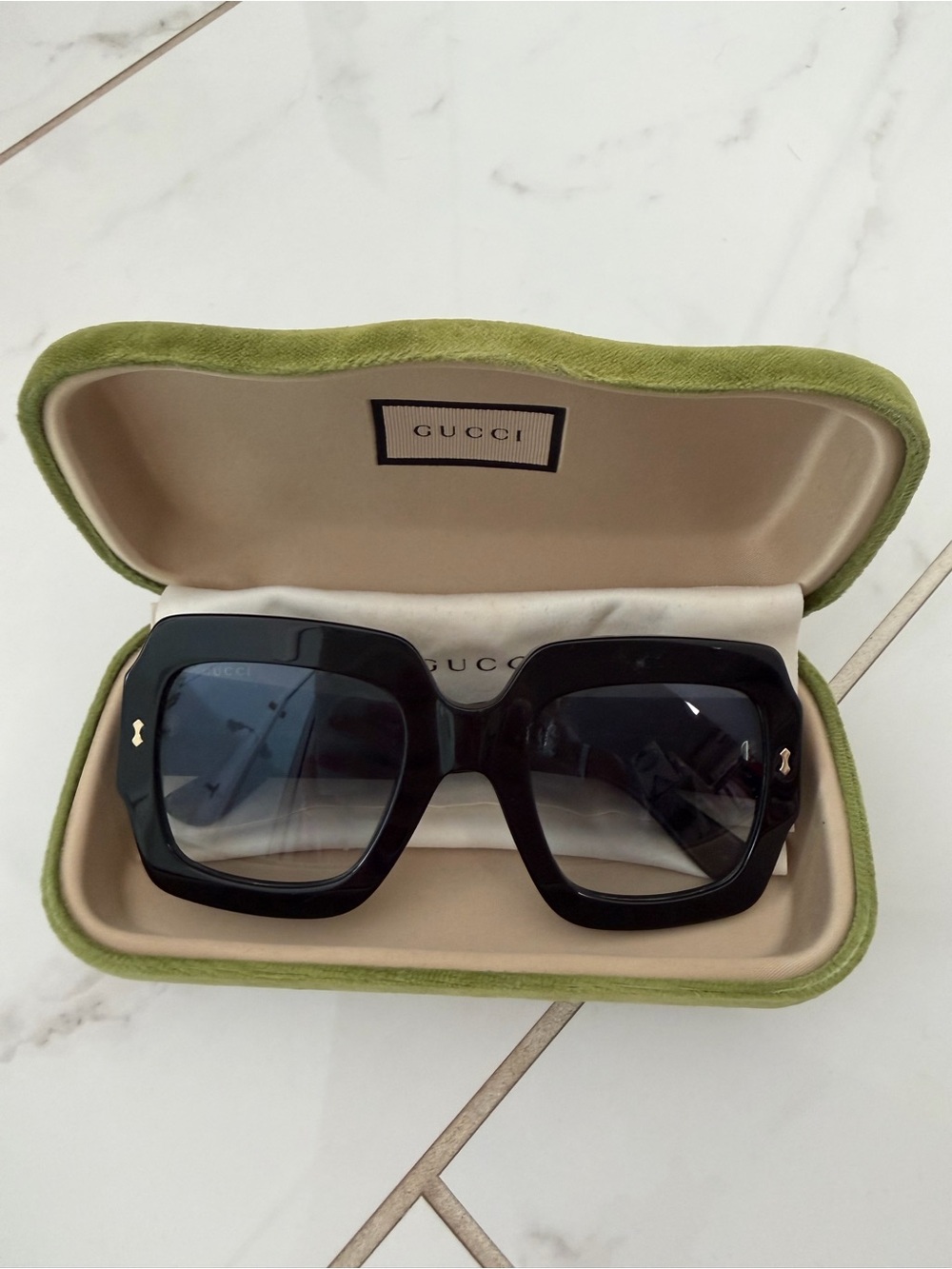 Gucci Black Square Gradient Lens Sunglasses